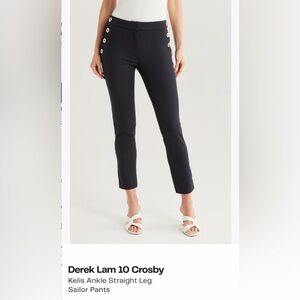 10 Crosby Derek Lam Black Ankle Sailor Pants with Gold Buttons